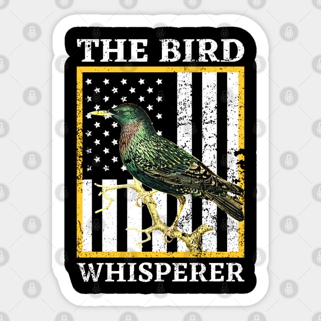 The Bird Whisperer Vintage American Flag Sticker by JustBeSatisfied